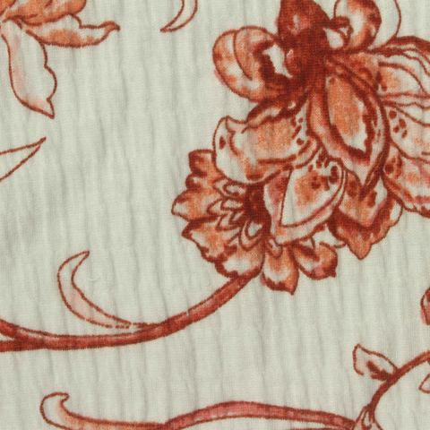 Rust Floral Crepe, Polyester