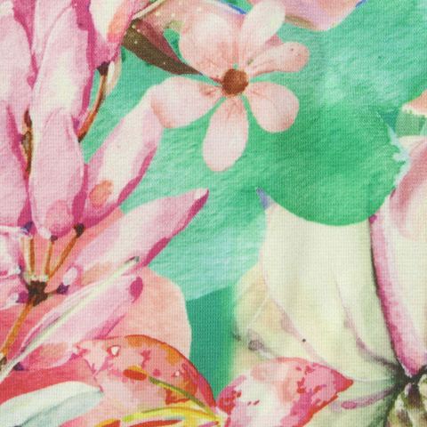 Bold Floral Polyester Viscose Stretch Ponte Knit Fabric