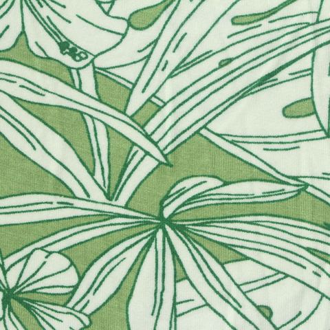 Green Tropical-Leaf Jersey Knit, Viscose
