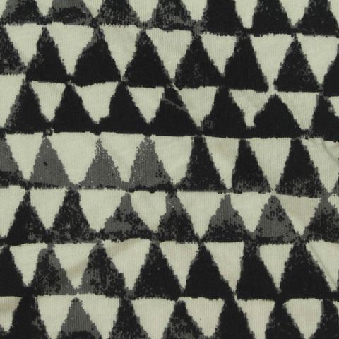 Black Geometric-Triangle Jersey Knit, Cotton-Viscose