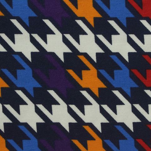 White Bold-Houndstooth Fleece, Cotton
