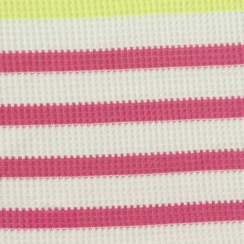 Bold Striped Polyester Viscose Stretch Waffle Knit Fabric