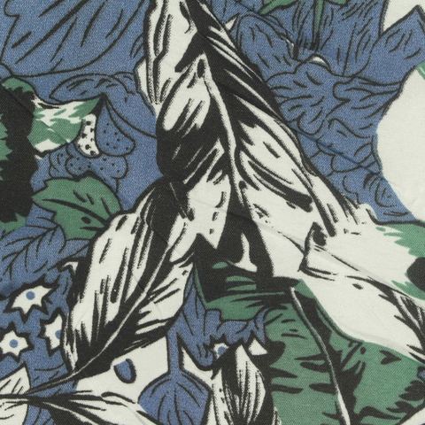 Blue Tropical-Leaf Woven