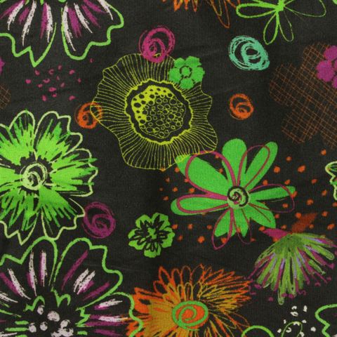 Bright Green Bold-Floral Jersey Knit, Poly-Spandex