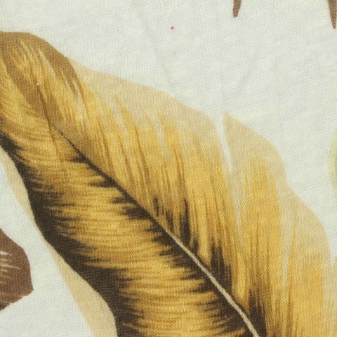 Brown Tropical-Leaf Jersey Knit, Linen-Cotton