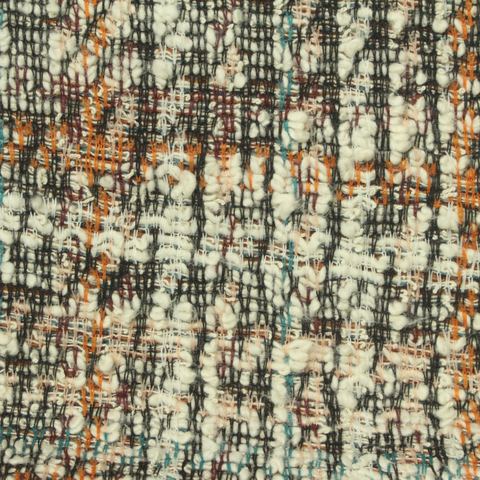 Plaid Slub Polyester Cotton Bouclé Fabric