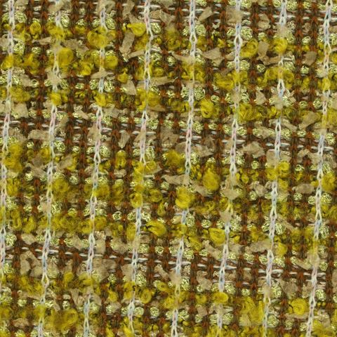 Plaid Polyester Metallic Bouclé Fabric
