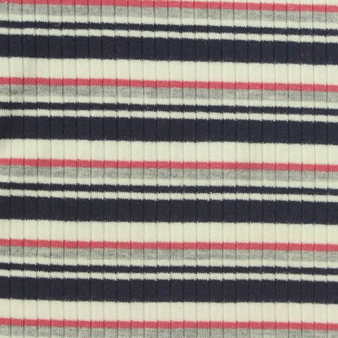 Striped Viscose Stretch Rib Knit Fabric