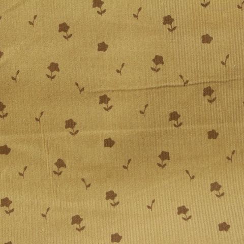 Dark Brown Floral Corduroy, Cotton
