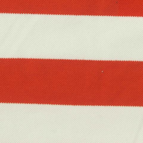 Orange Horizontal-Stripe Piqué Knit, Cotton-Poly