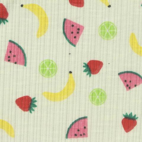 Printed Slub Polyester Cotton Stretch Rib Knit Fabric