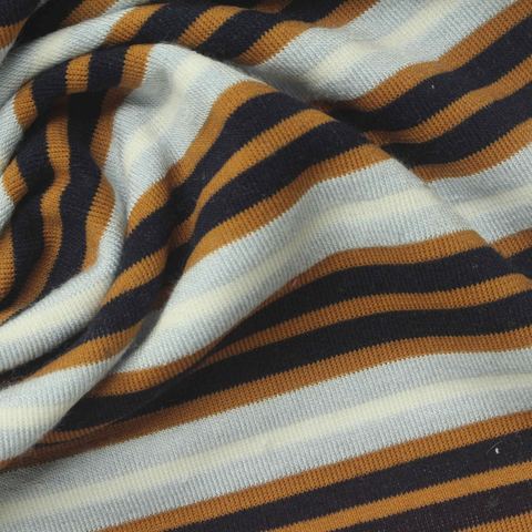 Striped Polyester Cotton Blend Stretch French Terry Fabric