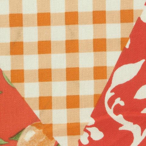 Orange Gingham Woven, Poly-Viscose