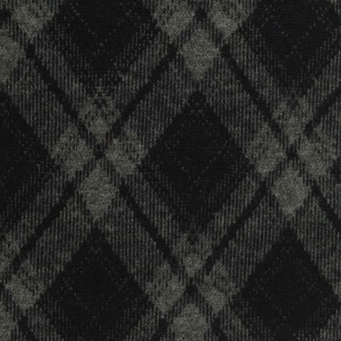 Dark Grey Diagonal-Plaid Interlock Knit, Poly-Viscose