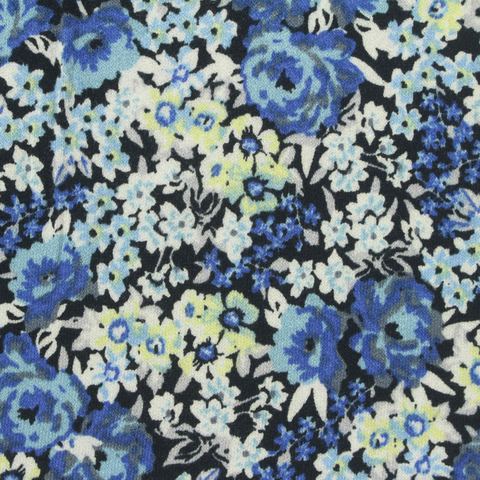 Floral Viscose Stretch Linen-Look Fabric