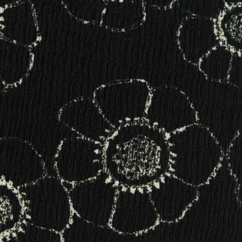 White Floral Warp Knit, Polyester