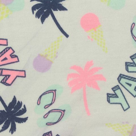 Cream Palm Jersey Knit, Polyester