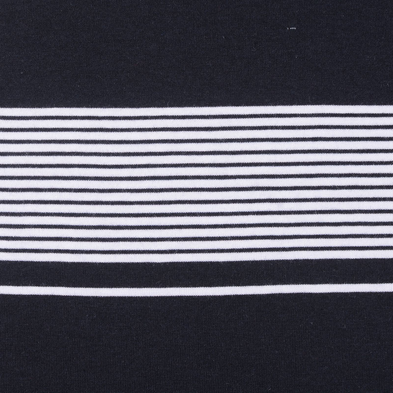 Black Horizontal-Stripe Jersey Knit, Cotton-Modal