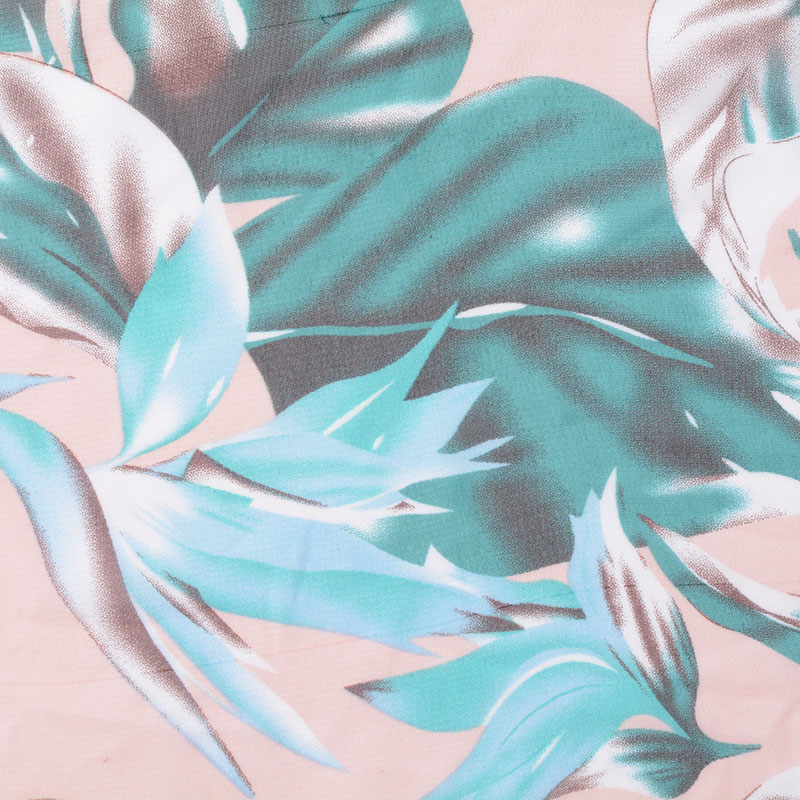Teal Tropical-Floral Woven, Polyester