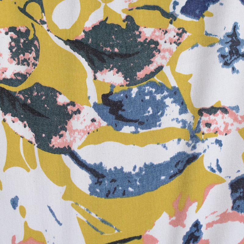 Yellow Bold-Floral Sateen, Cotton-Poly