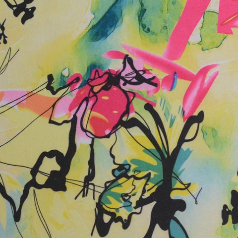 Pink Abstract-Floral Peachskin, Polyester