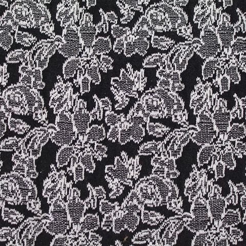 Black Floral Jacquard, Poly-Cotton
