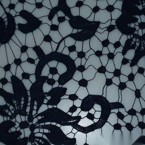 Dark Blue Floral Woven, Polyester