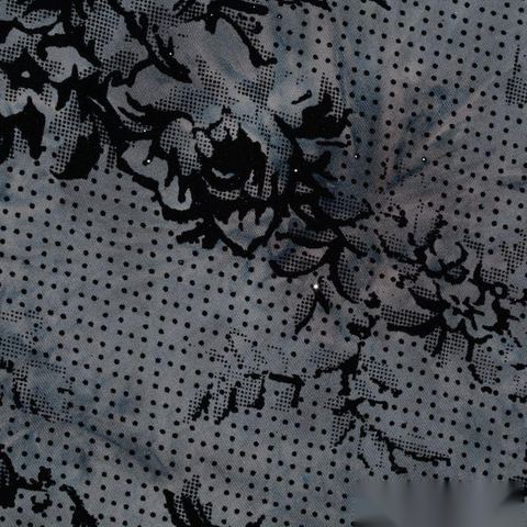 Bold Floral Flocked Polyester Stretch Knit Fabric